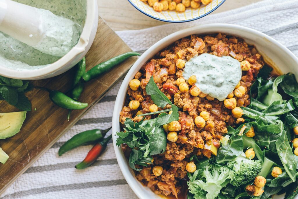 bowl of food with lentils