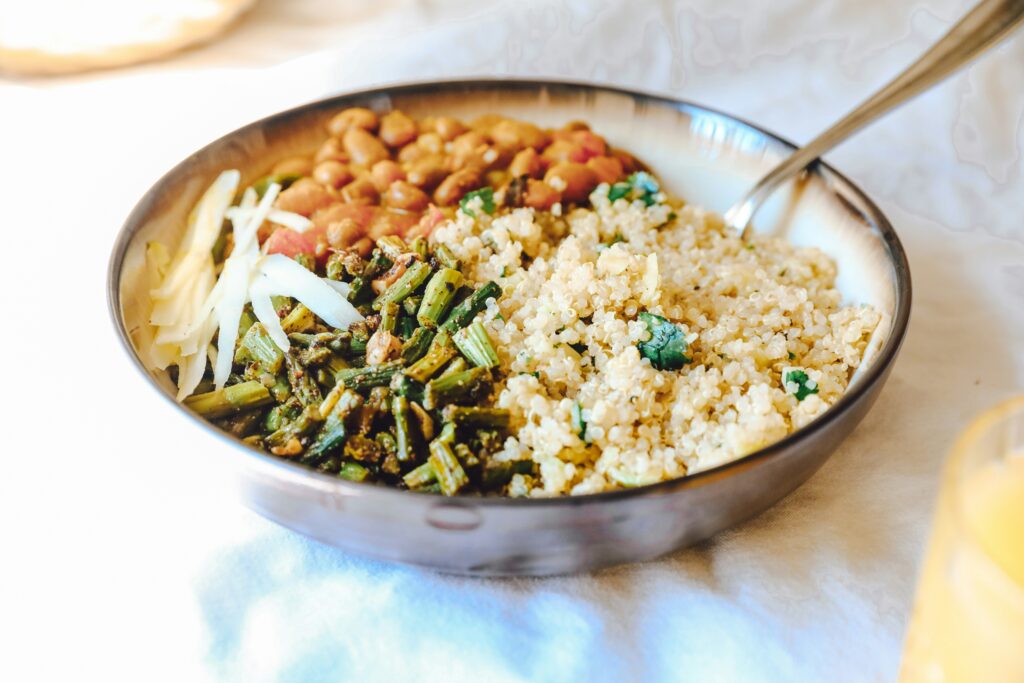 bowl of quinoa and vegetables