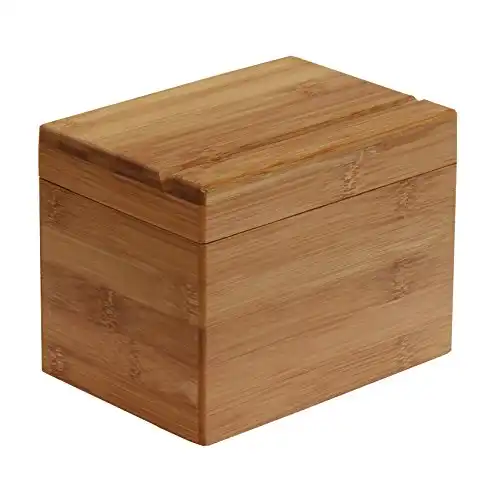 Oceanstar Bamboo Recipe Box with Divider, Natural, 6.80