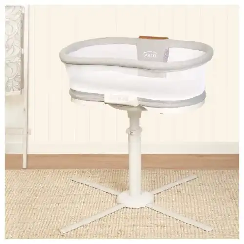 HALO BassiNest Swivel Baby Bassinet, Soothing Center, Vibration and Sound, Luxe Series, Dove Grey Tweed