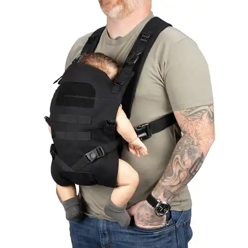 TBG - Mens Tactical Baby Carrier for Infants and Toddlers 8-33 lbs - Compact (Black)